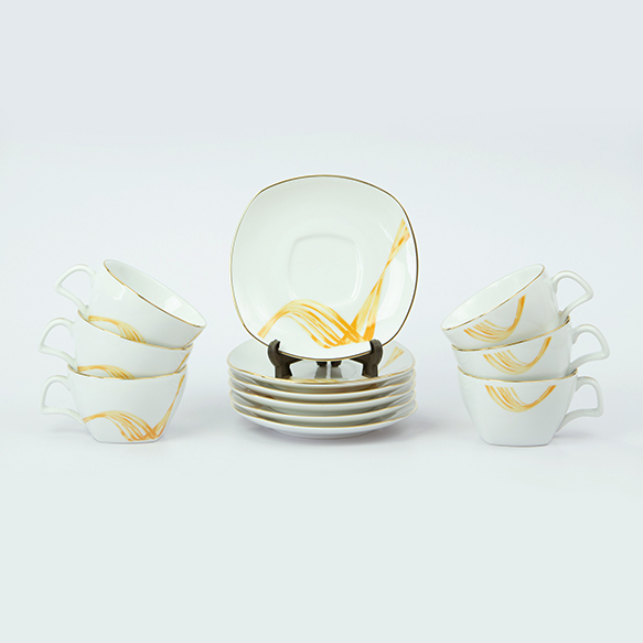 Dankotuwa | Valentine Special 12 Pieces Tea Set - Fancy Wave Gold