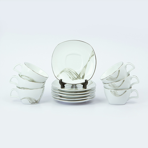 Dankotuwa | Valentine Special 12 Pieces Tea Set - Fancy Wave Platinum