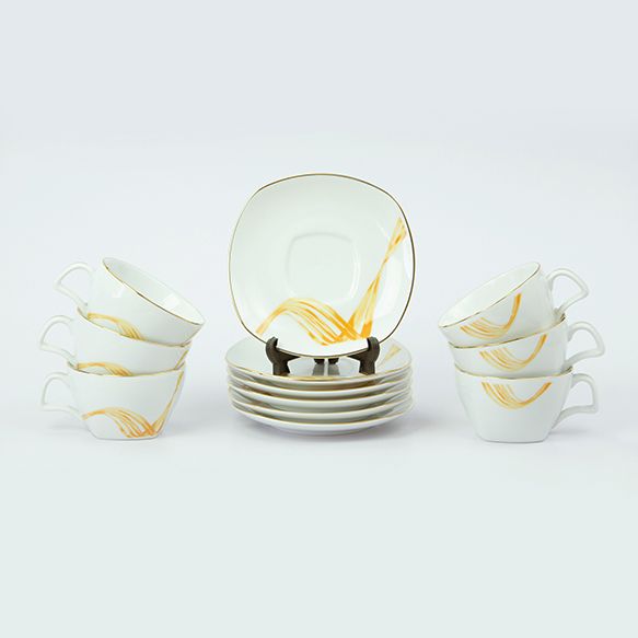 Dankotuwa | Fancy Wave Gold 12 Pieces Tea Set