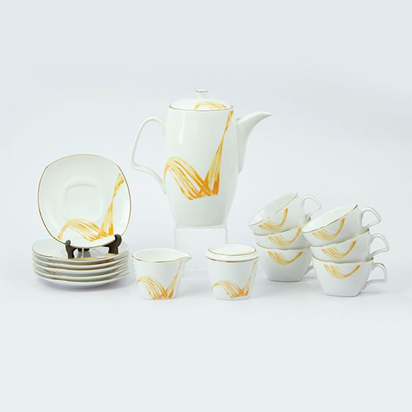 Dankotuwa | Fancy Wave Gold 17 Pieces Tea Set