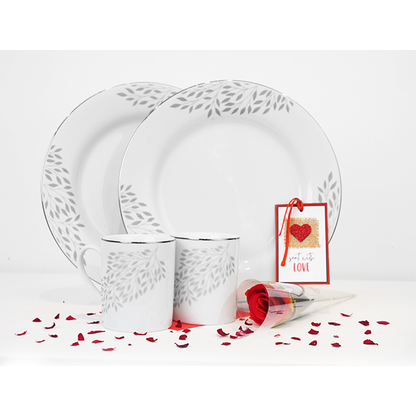 Dankotuwa | Silver & Gold Leaf 4 Pieces Valentine Couple Set