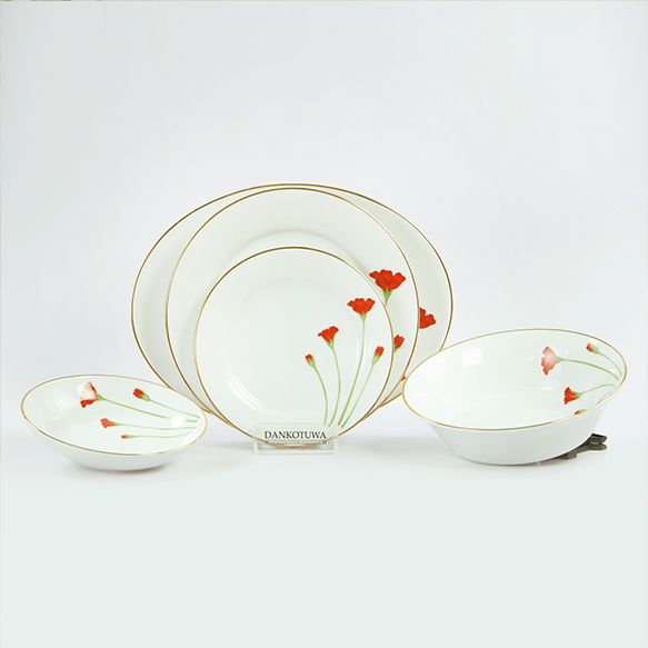 Dankotuwa | Red Flower 21 Pieces Dinner Set