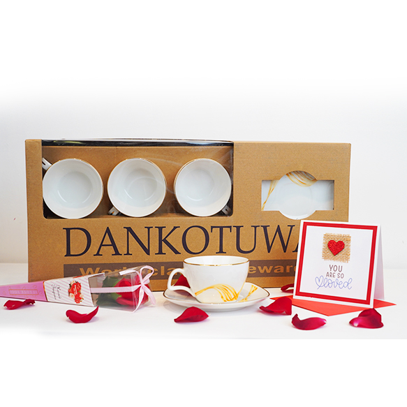 Dankotuwa | Valentine Special 12 Pieces Tea Set - Fancy Wave Gold