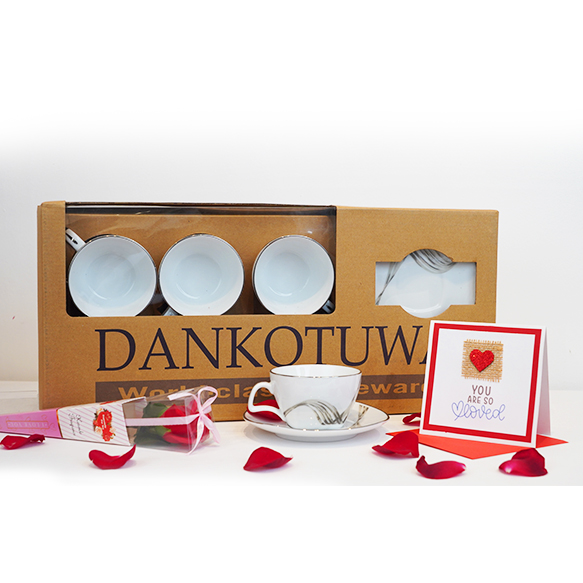 Dankotuwa | Valentine Special 12 Pieces Tea Set - Fancy Wave Platinum