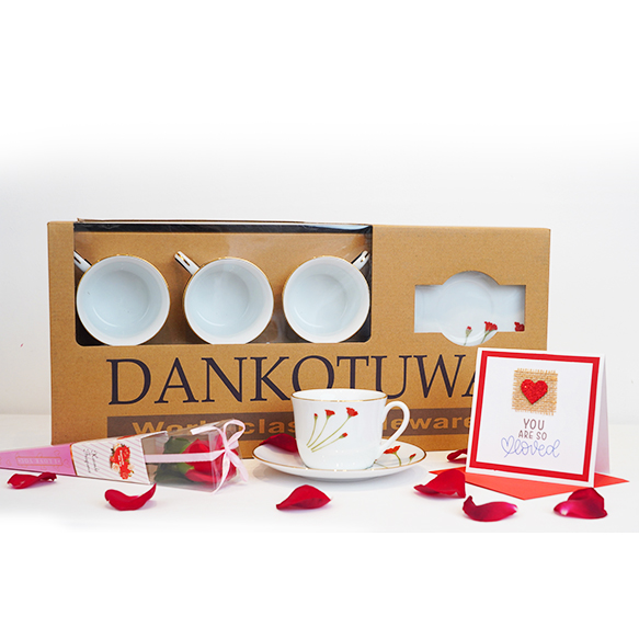 Dankotuwa | Valentine Special 12 Pieces Tea Set - Red Flower