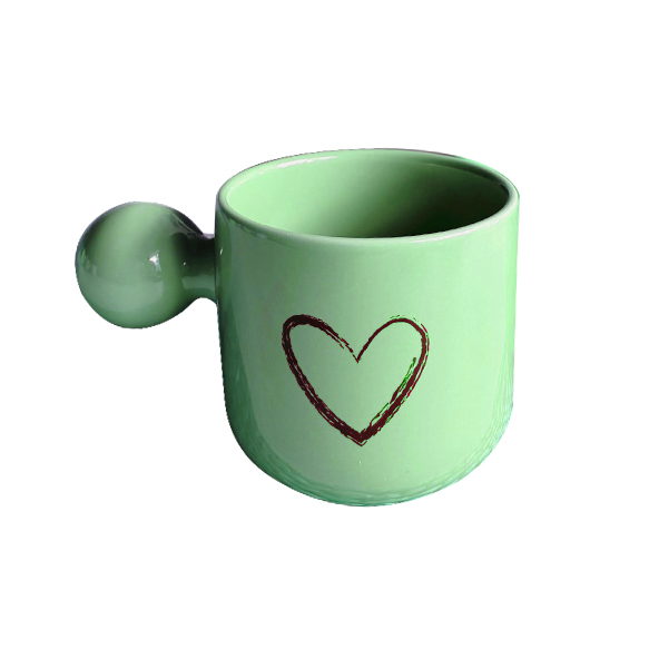Dankotuwa | Sea Green Glazed With Red Heart Decal