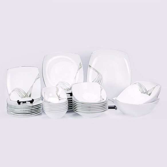 Dankotuwa | Fancy Wave Platinum 35 Pieces Dinner Set