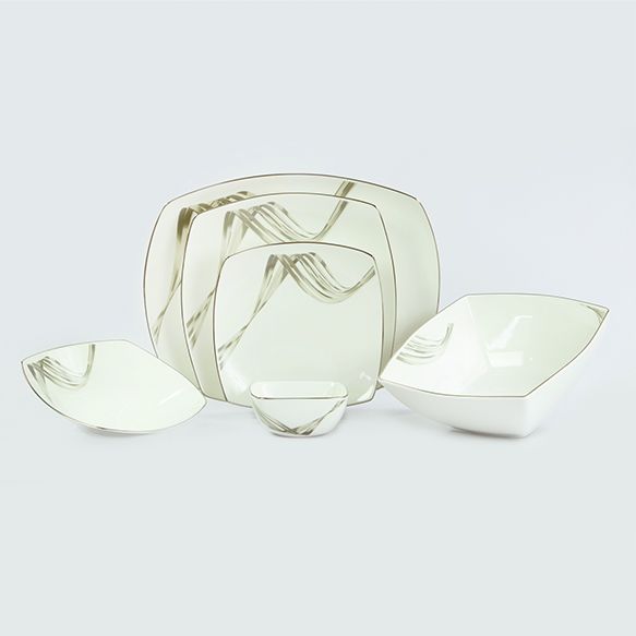 Dankotuwa | Fancy Wave Platinum 35 Pieces Dinner Set