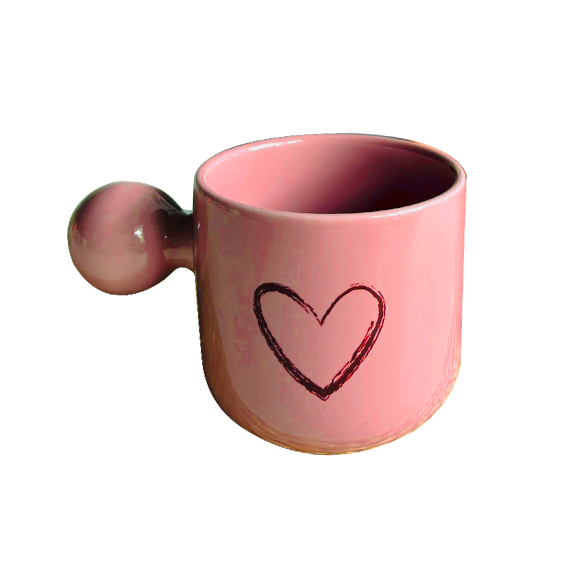 Dankotuwa | Mushroom Pink Glazed With Red Heart Decal