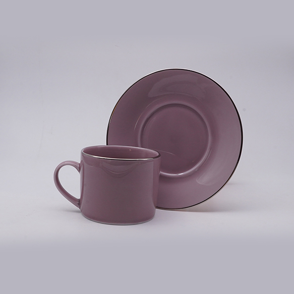 Dankotuwa | Purple With Platinum Line Tea Cup & Saucer