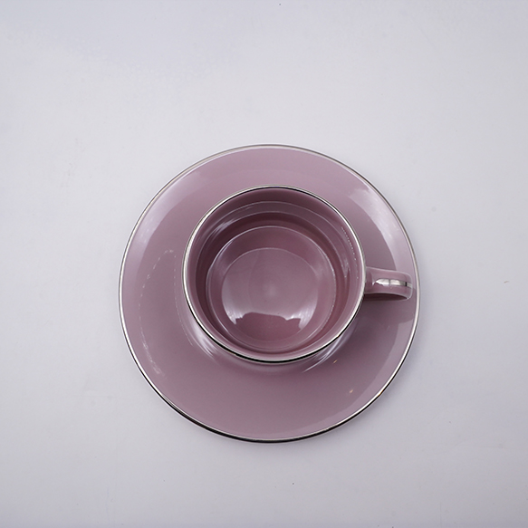 Dankotuwa | Purple With Platinum Line Tea Cup & Saucer
