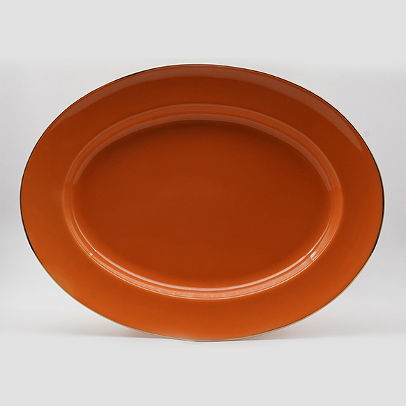 Dankotuwa | Orange With Gold Line Platter