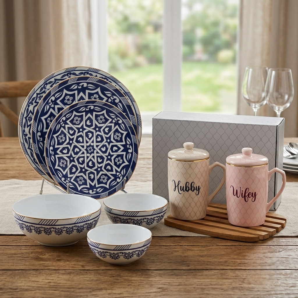 Dankotuwa | Vintage Collection 35 Pieces Dinner Set + Hubby & Wifey Mug Set