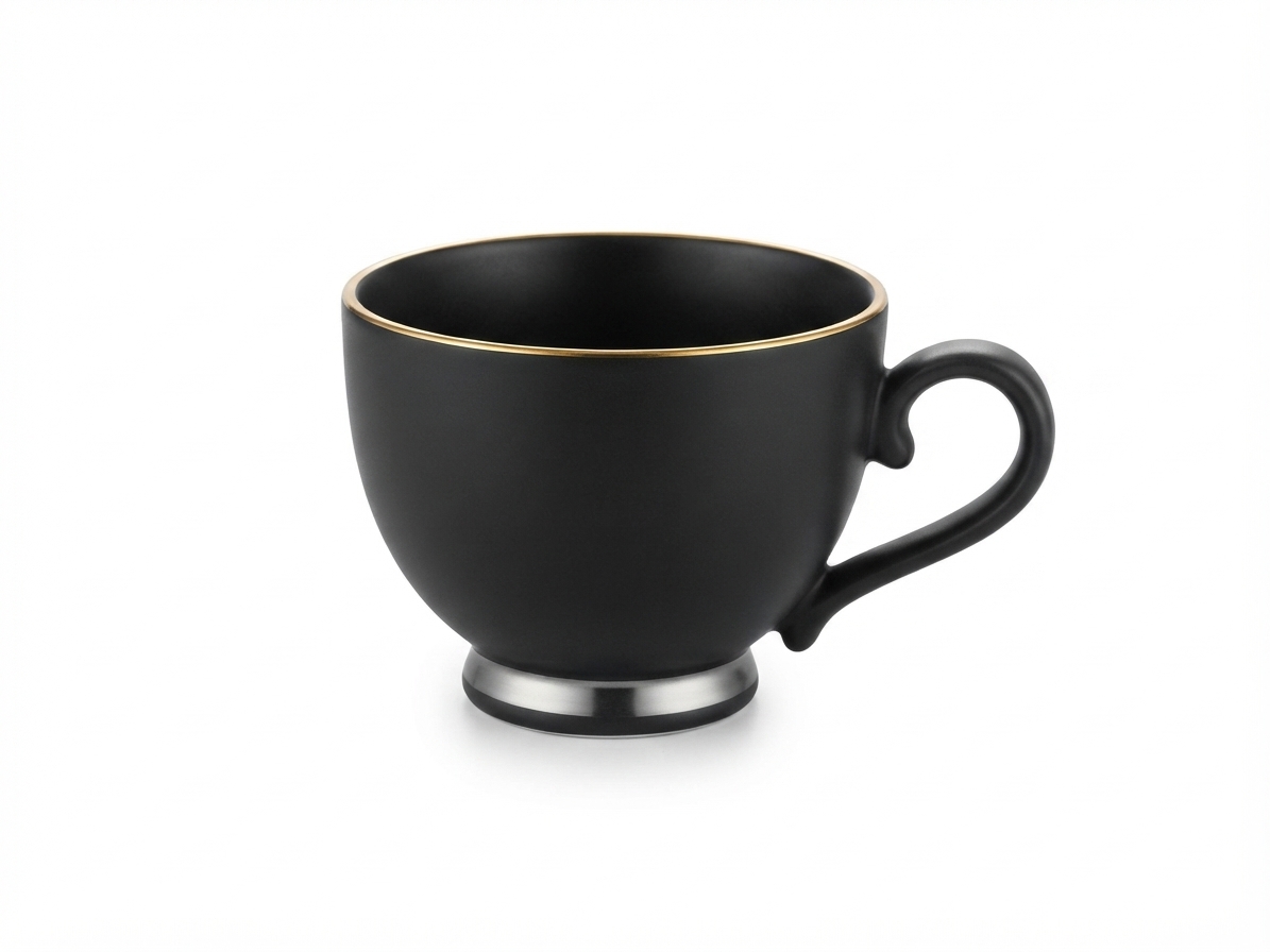 Dankotuwa | Matte Black With Gold Line 12 Pcs Tea Set