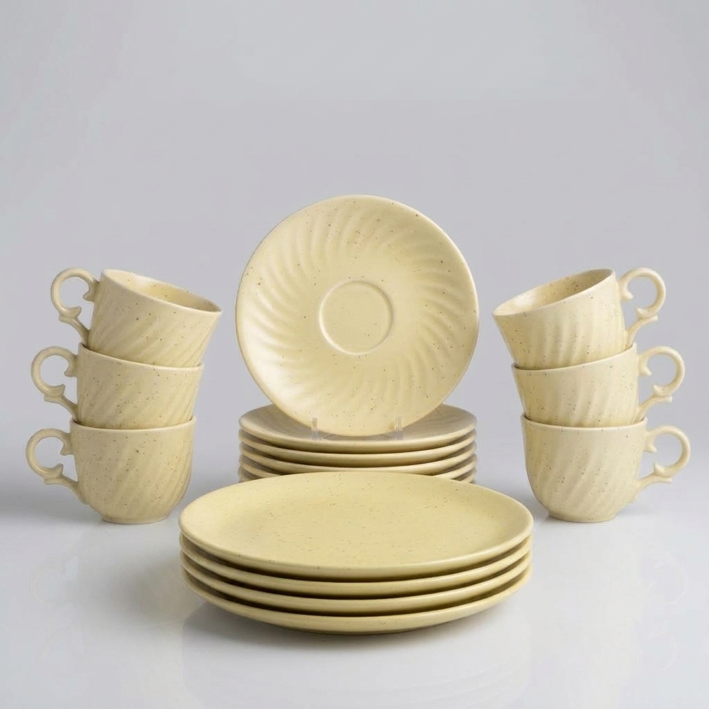 Dankotuwa | Earth Collection Desert Mist 12 Pcs Tea Set & 6 Dinner Plates