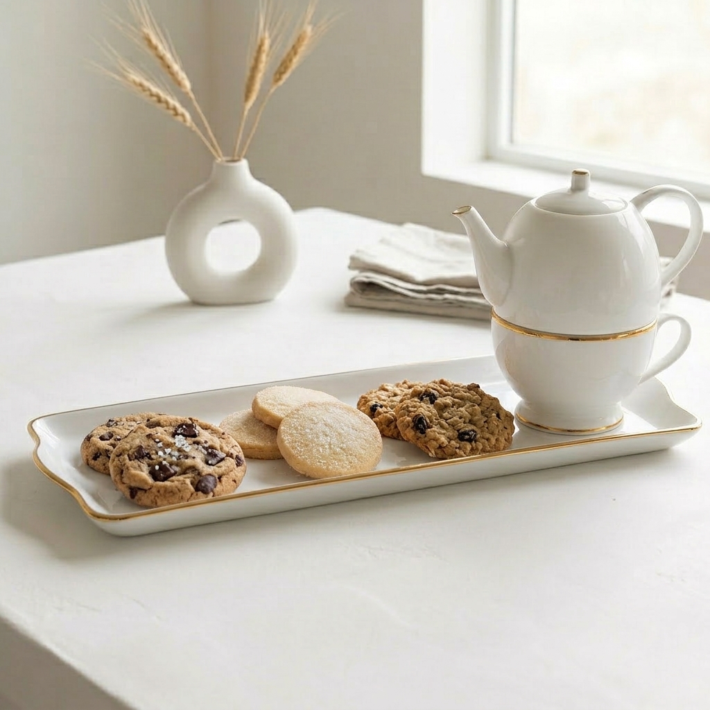 Dankotuwa | 3 Pcs Gold Line Breakfast Set & Cherry Gold 3249 Tray