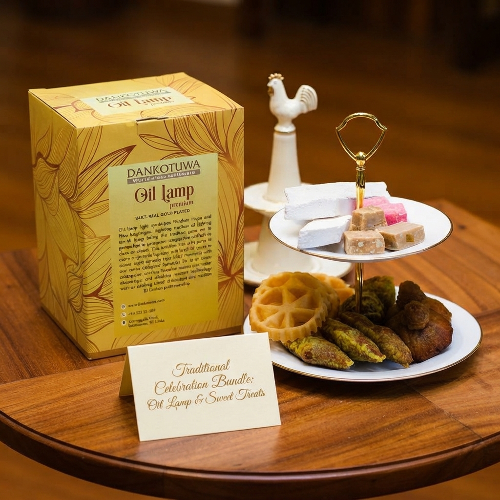 Dankotuwa | Ivory Oil Lamp & 2-Tier Cake Tray
