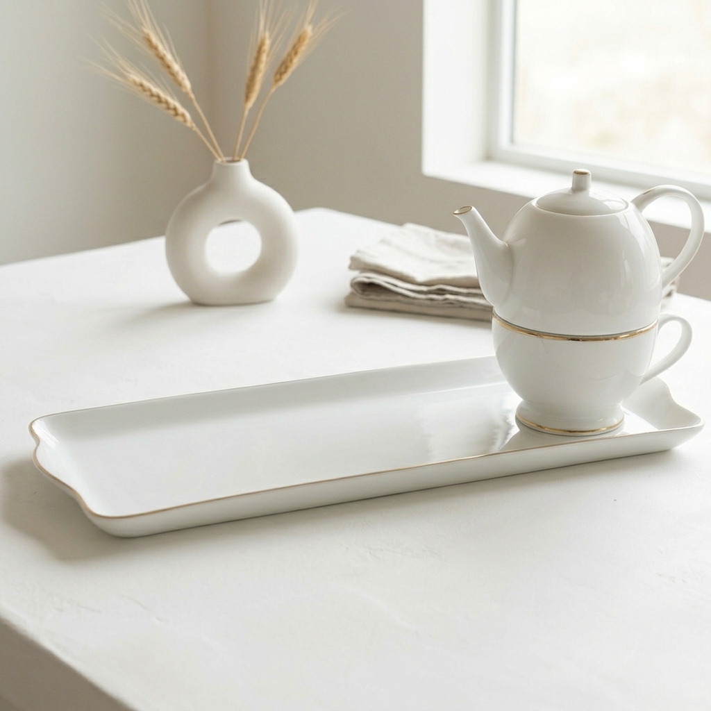 Dankotuwa | 3 Pcs Gold Line Breakfast Set & Cherry Gold 3249 Tray