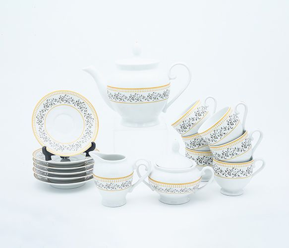 Dankotuwa | Spiral Galaxy Red 35 Pieces Dinner Set + Golden Glimmer 17 Pieces Tea Set