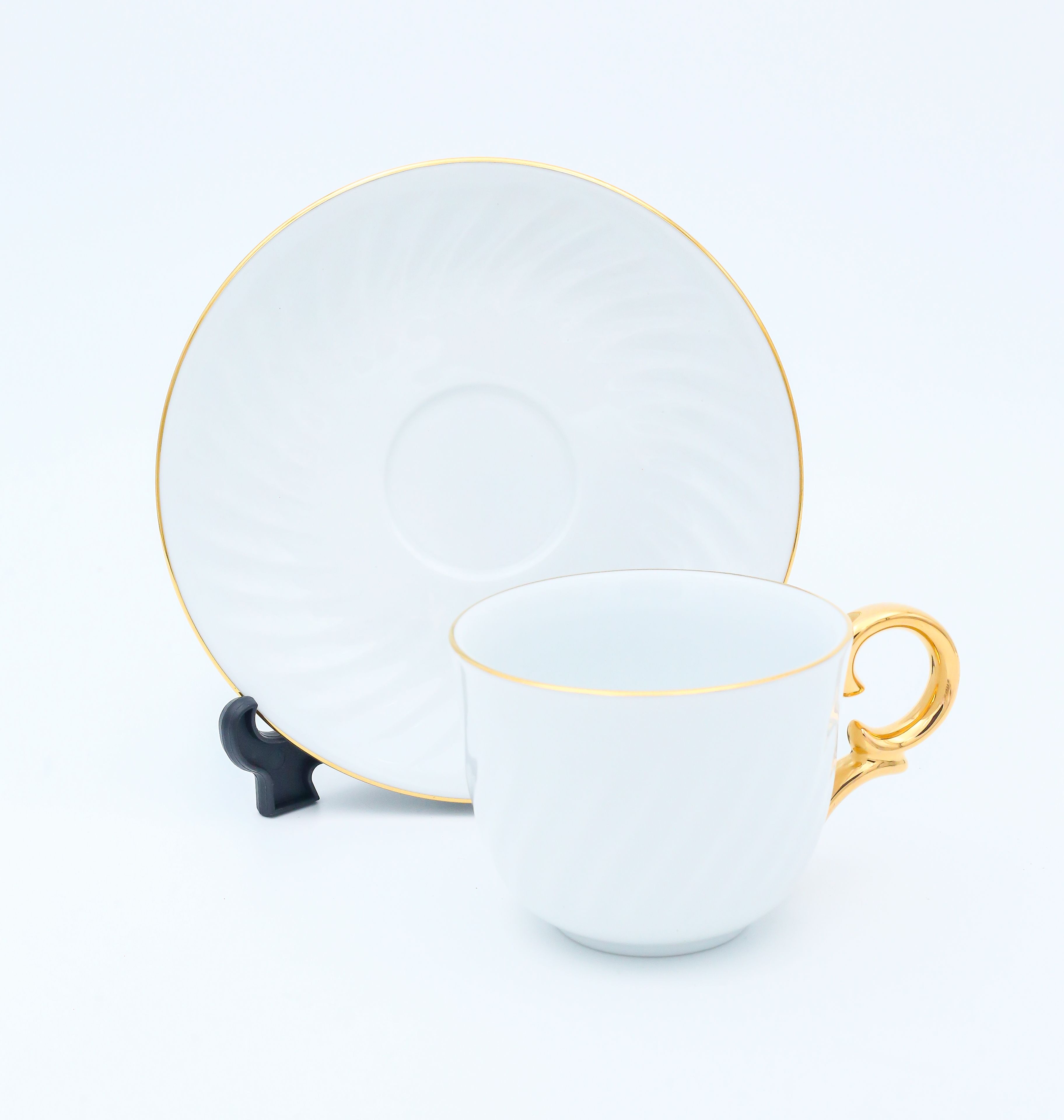Dankotuwa | White with Gold Handle Tea Cup & Saucer