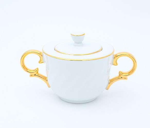 Dankotuwa | White with Gold Handle 17 Pieces Tea Set