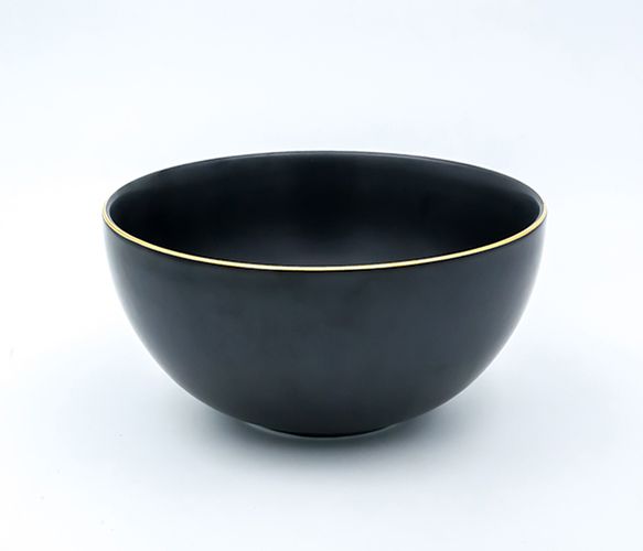 Dankotuwa | Matt Black with Gold Line Large Salad Bowl