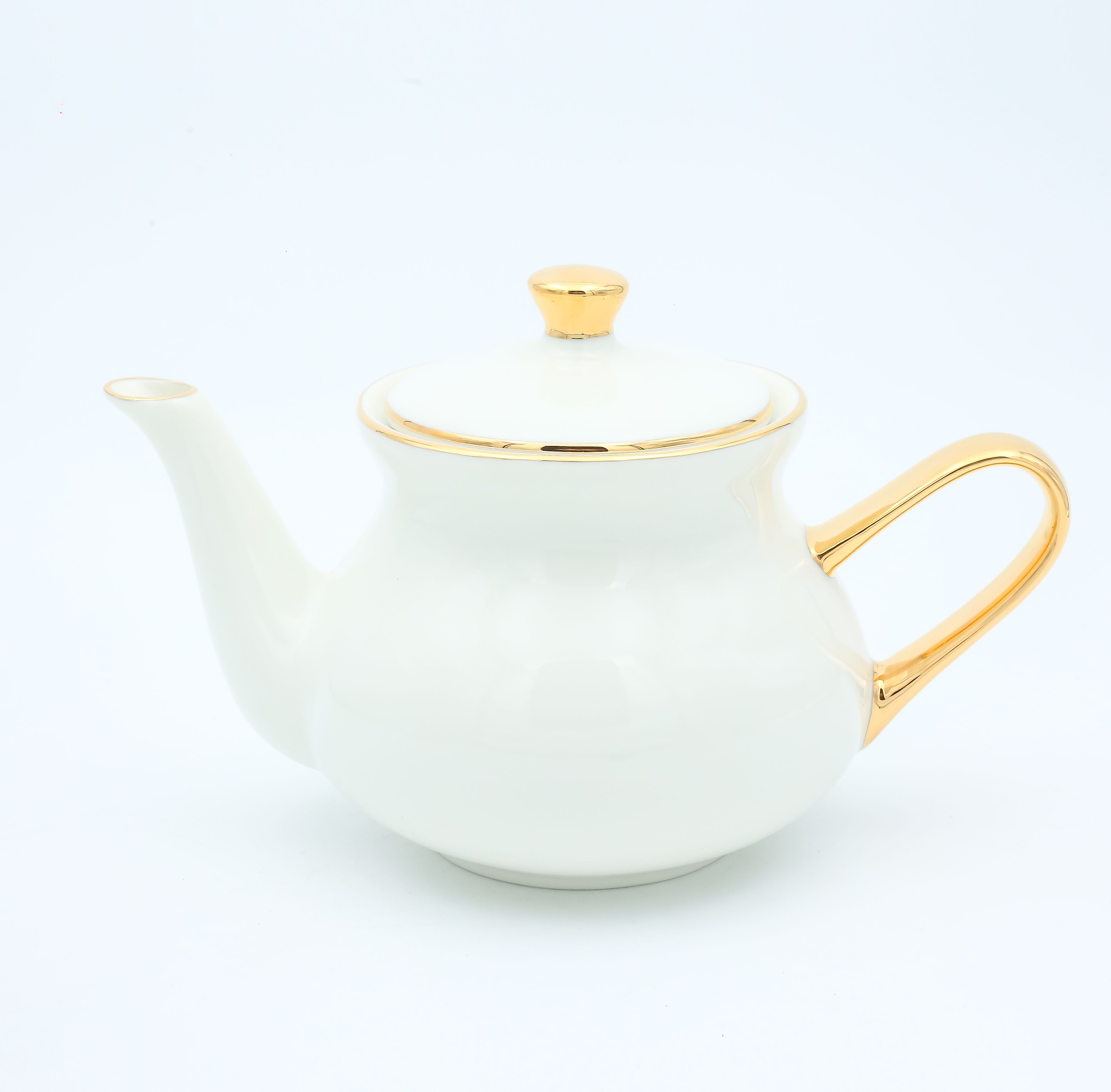 Dankotuwa | Ivory Gold Handle Tea Pot