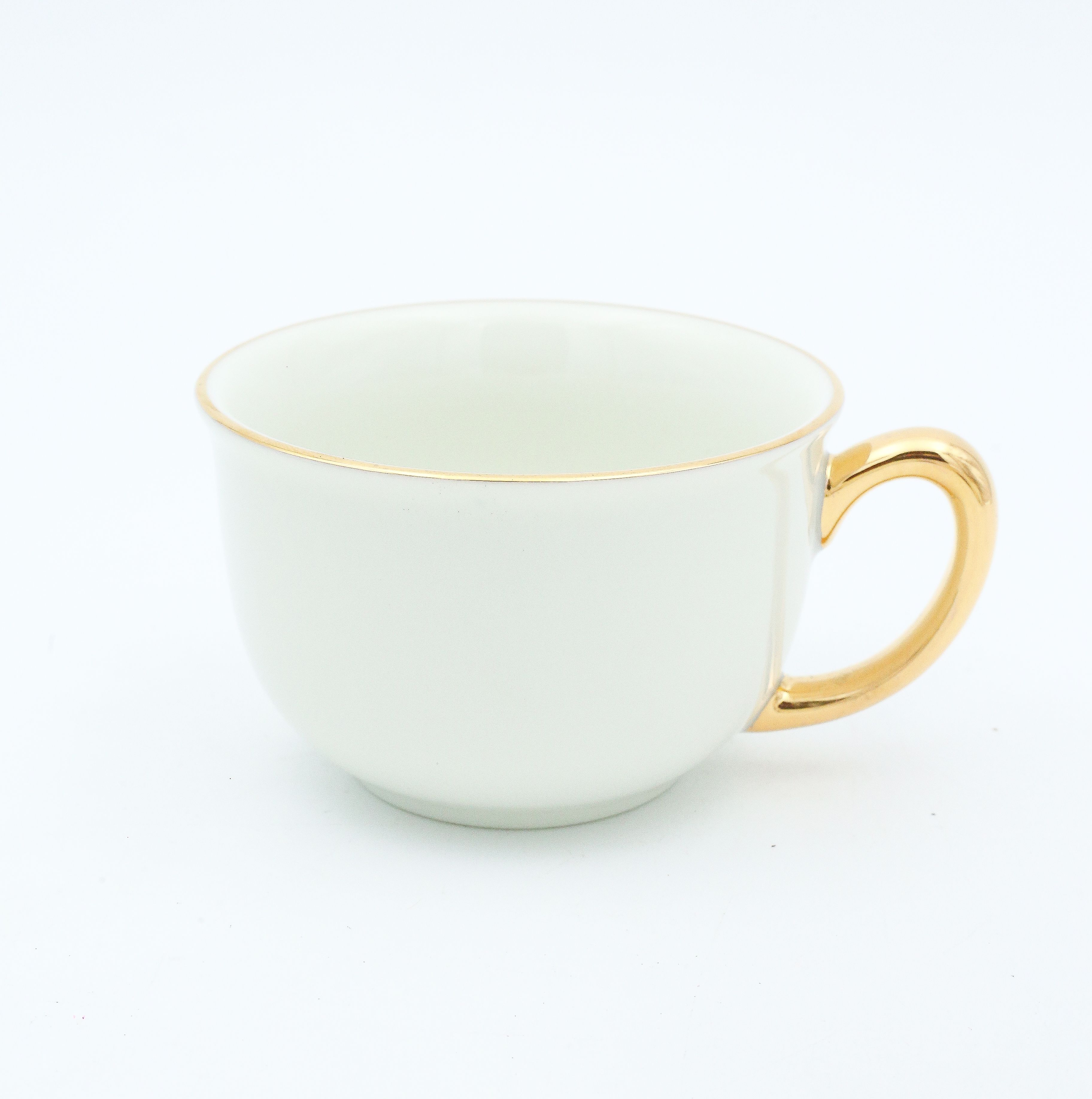 Dankotuwa | Ivory Gold Handle Tea Cup & Saucer