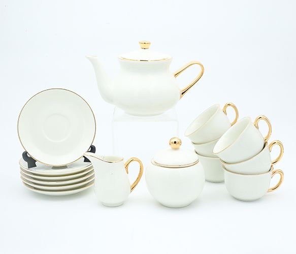 Dankotuwa | Ivory Gold Handle 17 Pieces Tea Set