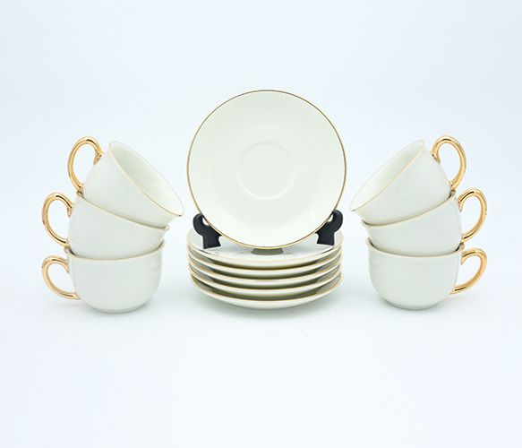 Dankotuwa | Ivory Gold Handle 12 Pieces Tea Set