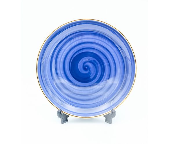 Dankotuwa | Spiral Galaxy Blue Dinner Plate with Gold Line 