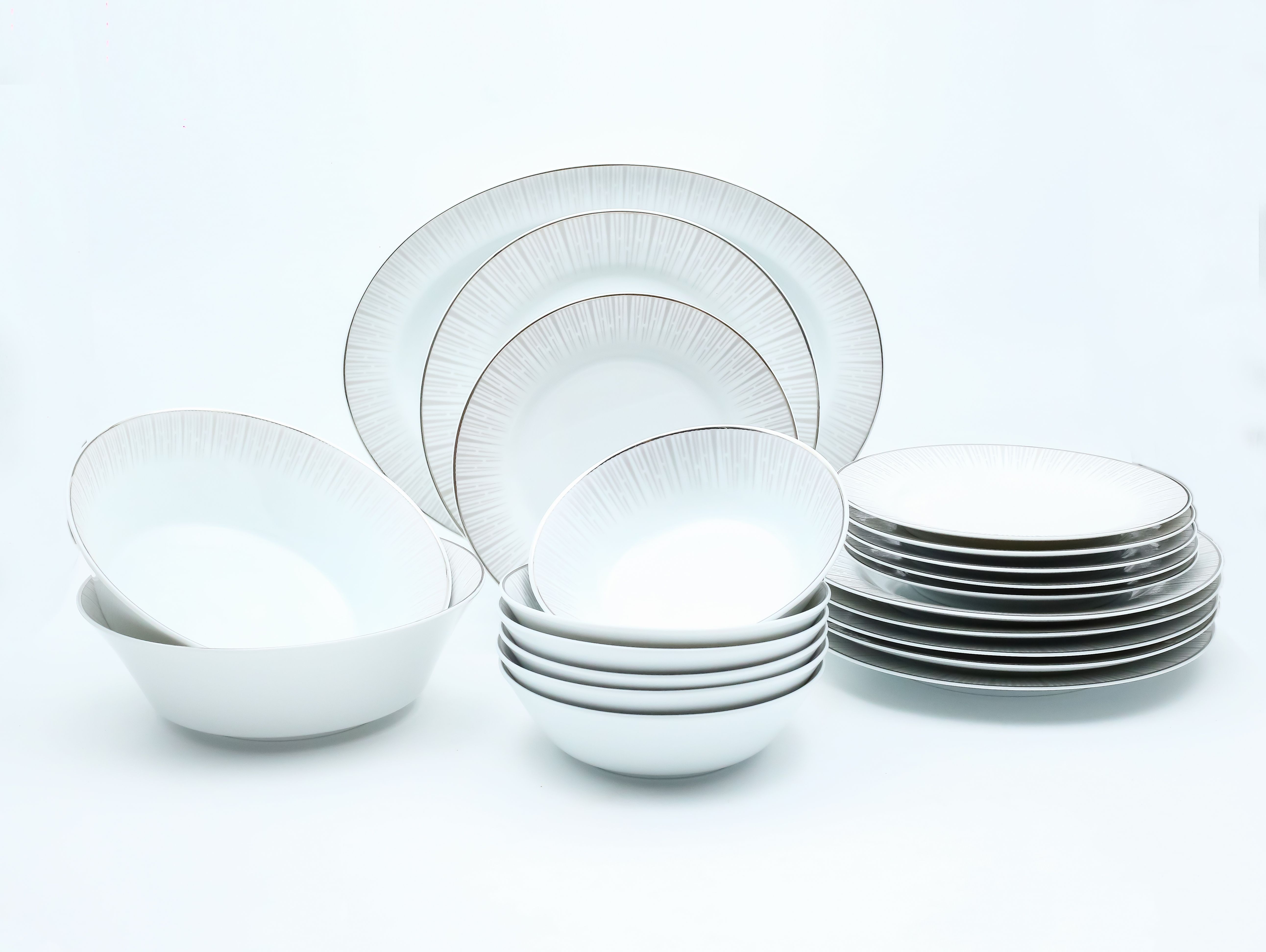 Dankotuwa | Luminous Silver 21 Pieces Dinner Set