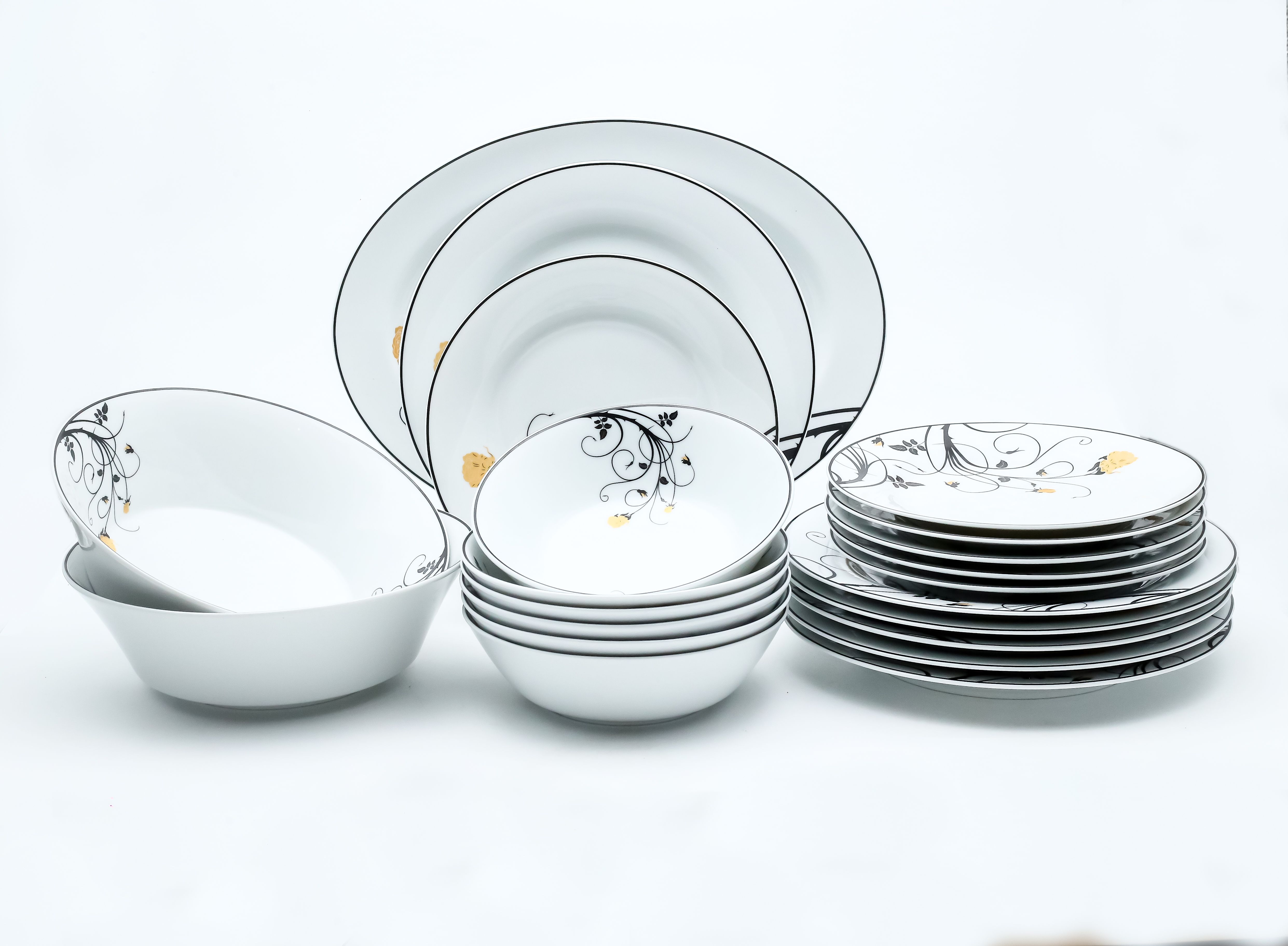 Dankotuwa | Black Rose 21 Pieces Dinner Set