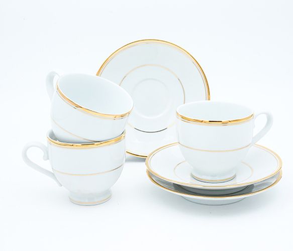 Dankotuwa | Spiral Galaxy Red 21 Pieces Dinner Set + Infinity Gold Line 12 Pieces Tea Set