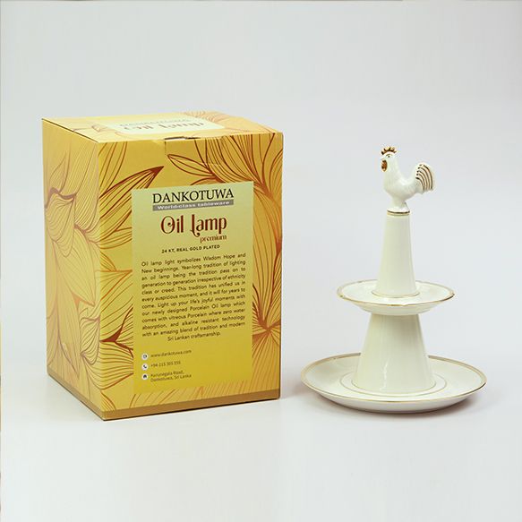 Dankotuwa | Ivory Oil Lamp & 2-Tier Cake Tray