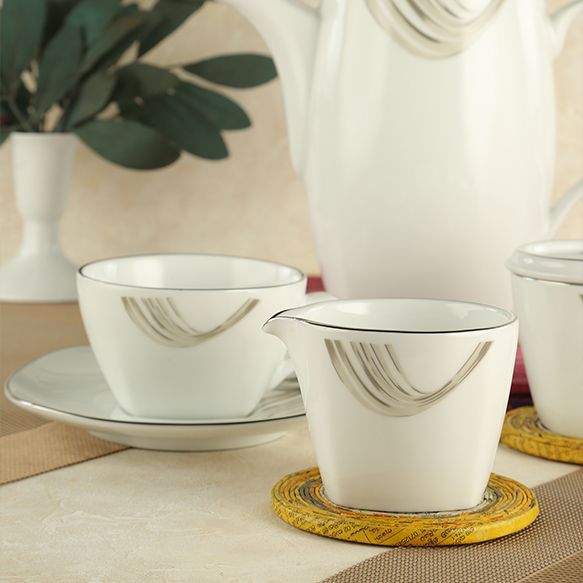 Dankotuwa | Fancy Wave Platinum 17 Pieces Tea Set