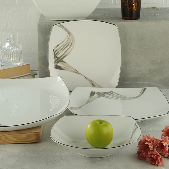 Dankotuwa | Fancy Wave Platinum 21 Pieces Dinner Set