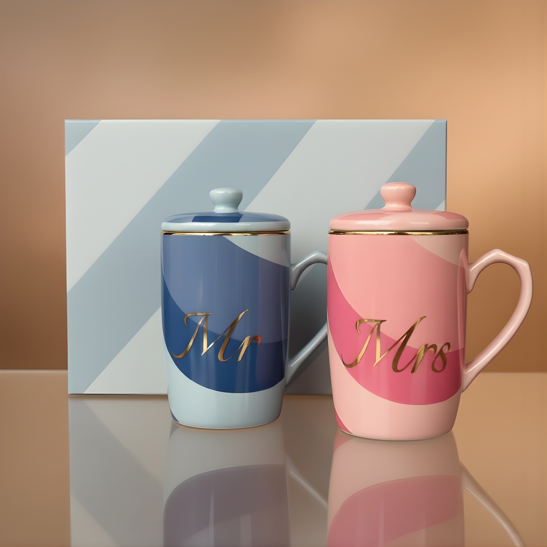 Dankotuwa | Mr & Mrs Mug Set & Urban Gray 12 Pcs Tea Set