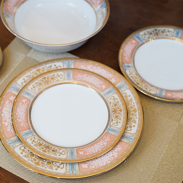 Dankotuwa | Rosemery Peach Gold 21 Pcs Dinner Set