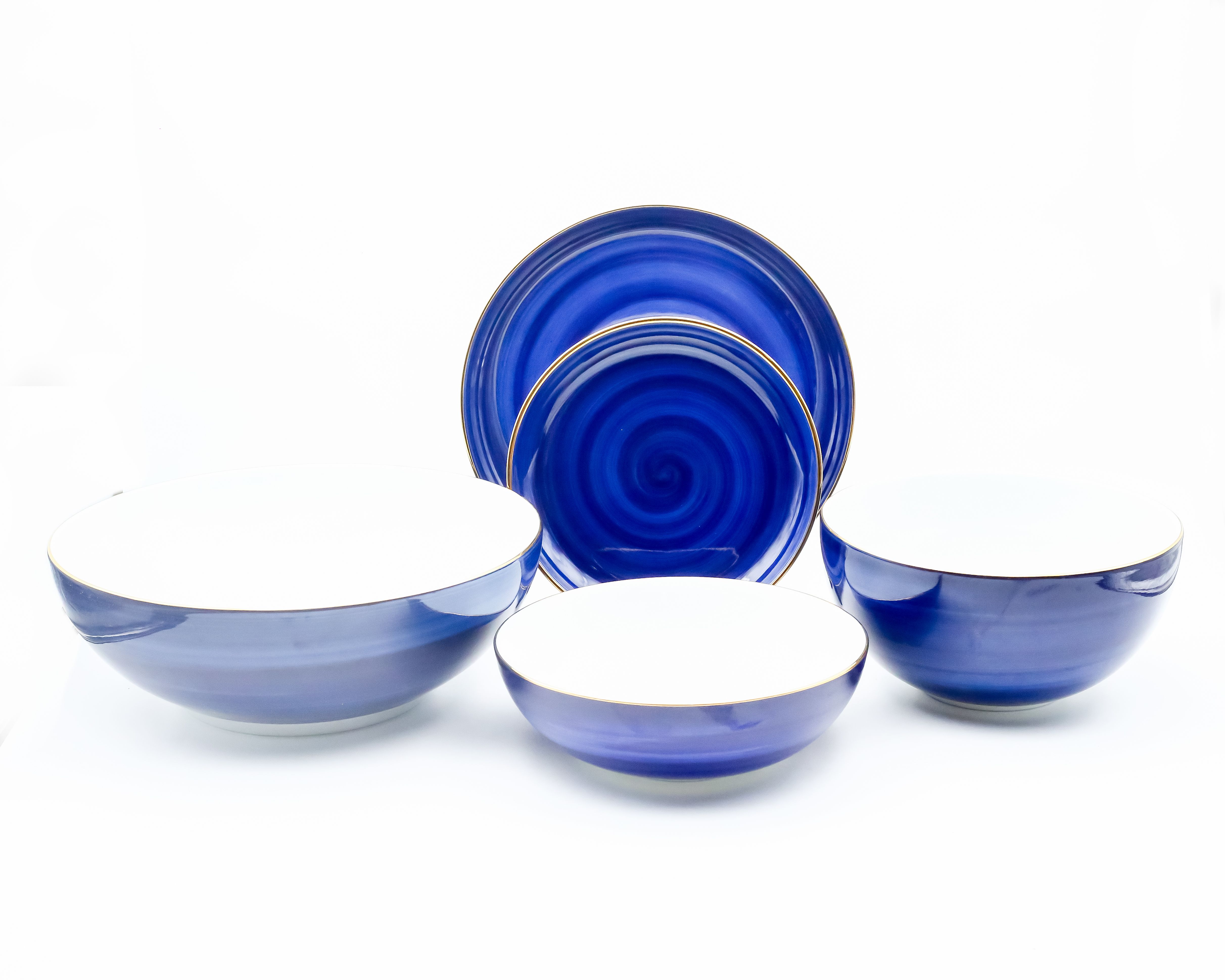 Dankotuwa | Spiral Galaxy Blue 21 Pieces Dinner Set + Infinity Gold Line 12 Pieces Tea Set