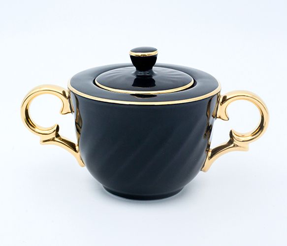 Dankotuwa | Black with Gold Handle 17 Pieces Tea Set