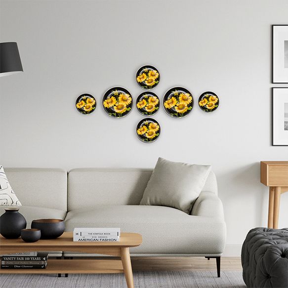 Dankotuwa | Ivory 4 Pcs Bathware Set & Sunflower Meadow Wall Art Set