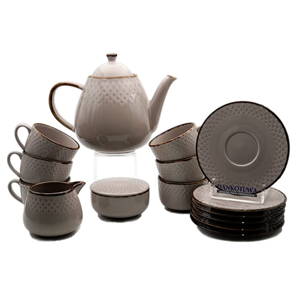Dankotuwa | Water Drop Light Gray With Iron Edge 17 Pcs Tea Set