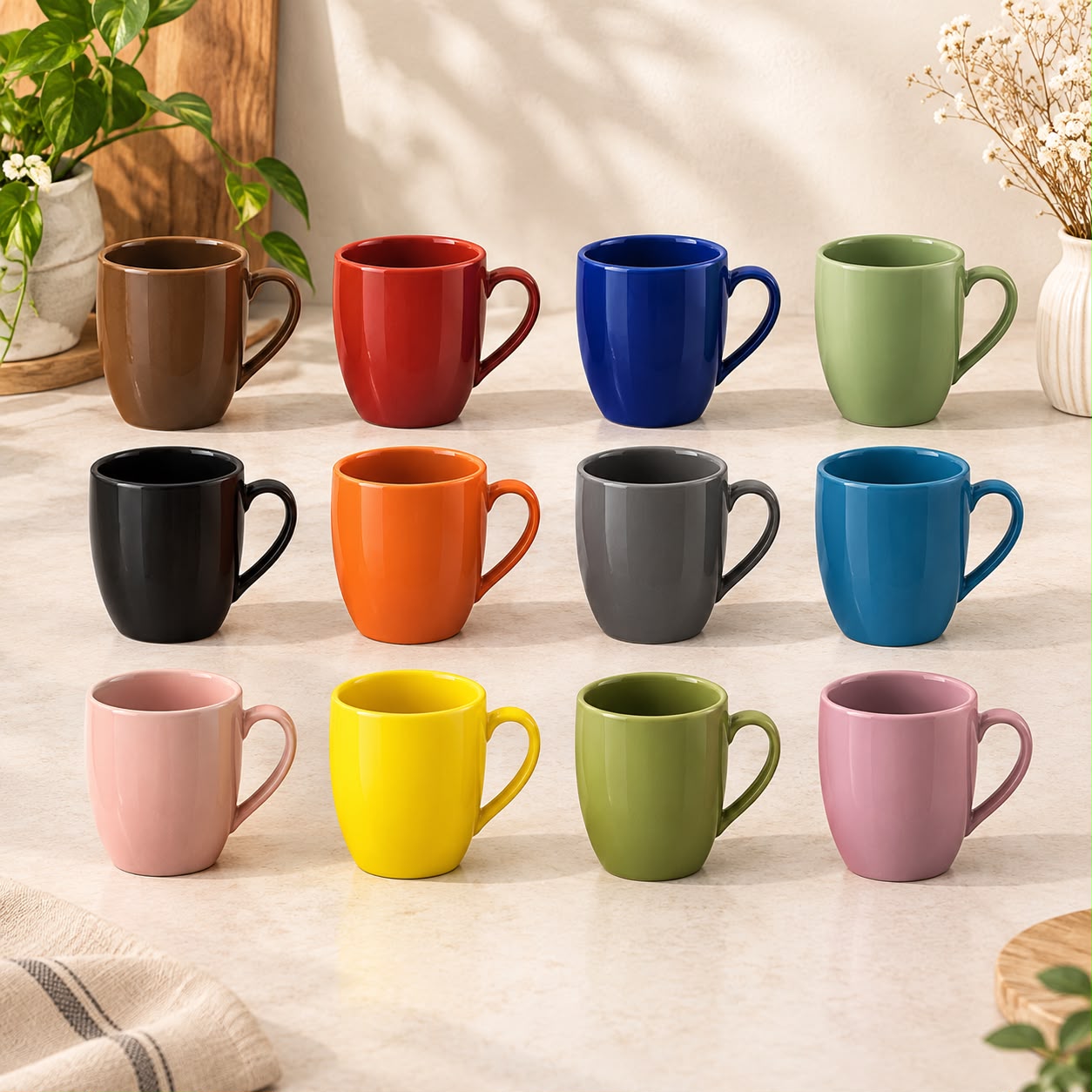 Dankotuwa | 12 Pcs Random Color Mug Set (3688 Body Shape)